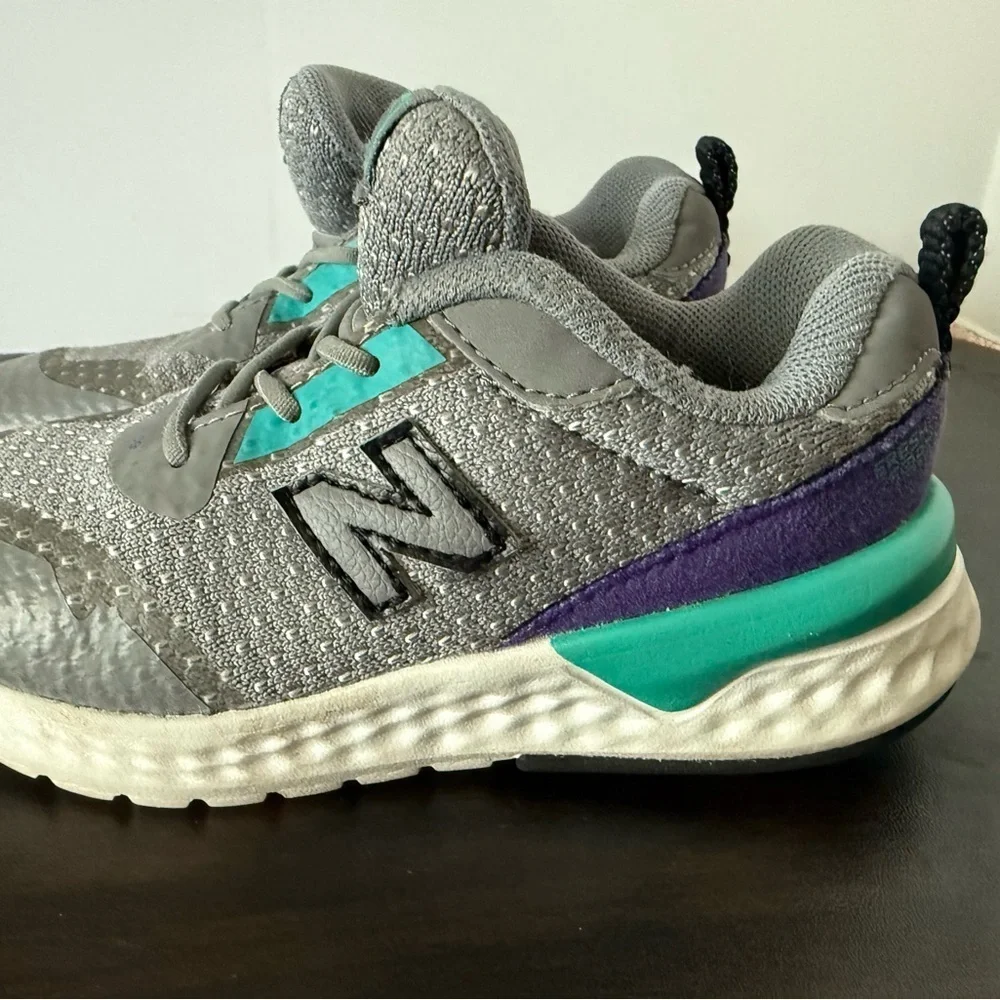 New Balance Kids' Gray and Teal Sneakers
